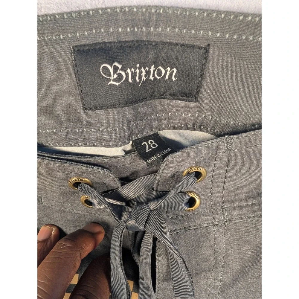 Brixton Barge Stripe Trunk Mens 28 Black Honey Performance Board Shorts NWT